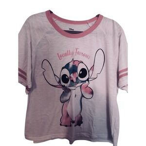 Disney Stitch Locally Famous‎ Pink White Raglan T-Shirt 2XL Womens